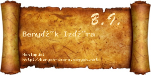Benyák Izóra névjegykártya
